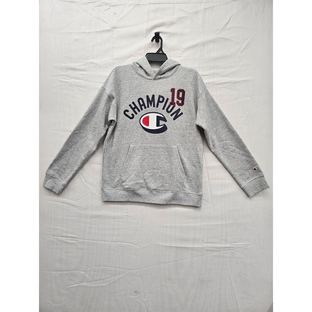 Champion Kids Heather Gray Graphic‎ Logo Fleece Hoodie Sweatshirt XL 18-20